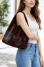 KADIN HOBO BAG OMUZ ÇANTASI DESENLİ SÜET KOT ÇANTA KAHVERENGİ