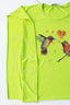 Yan Detaylı Kuş Desenli Kız Çocuk Oversize T-shirt