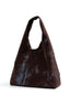 KADIN HOBO BAG OMUZ ÇANTASI DESENLİ SÜET KOT ÇANTA KAHVERENGİ