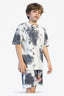 Pamuklu Batik Desenli Luffy Anime Baskılı Kısa Kollu Unisex Çocuk T-shirt Tişört